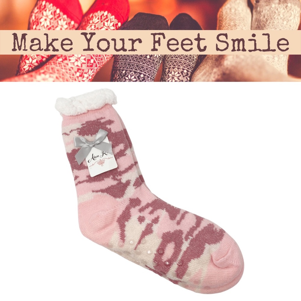 Alexa Rose Sock Bootie with Grippers and Sherpa Lining